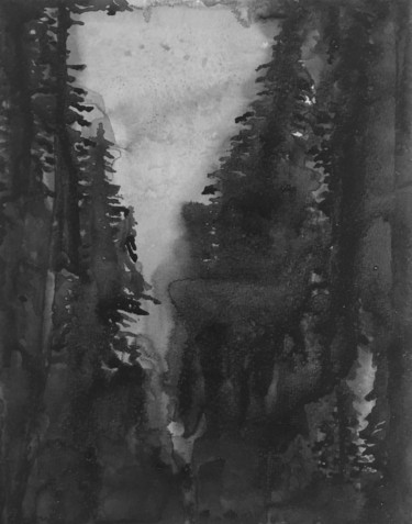 Peinture intitulée "Forêt" par Charles Rastoul, Œuvre d'art originale, Encre