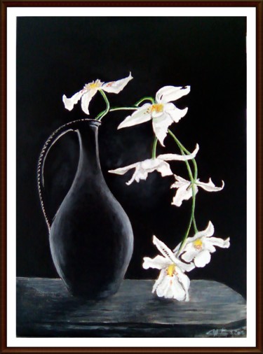 Peinture intitulée "L'Orchidée de minuit" par Stephane Chretien, Œuvre d'art originale, Acrylique
