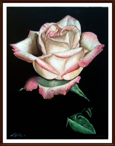 Peinture intitulée "La Rose" par Stephane Chretien, Œuvre d'art originale, Acrylique