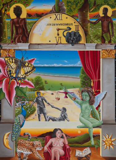 Pintura intitulada "FELIX CUI IHVH CONS…" por Chrice Mayouma, Obras de arte originais, Óleo