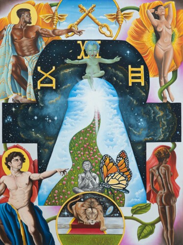 Peinture intitulée "Ecce Homo" par Chrice Mayouma, Œuvre d'art originale, Huile