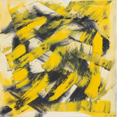 Malerei mit dem Titel "Gelbschwarze Formen" von Chris Schäfer, Original-Kunstwerk, Öl