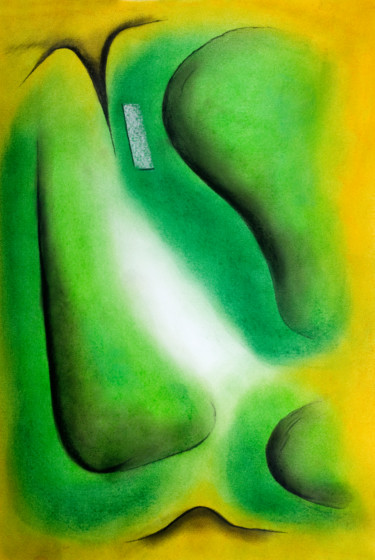 Pintura intitulada "Grün im Gesicht" por Chris Schäfer, Obras de arte originais, Pastel