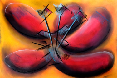 Ζωγραφική με τίτλο "Rote Blüte - abstra…" από Chris Schäfer, Αυθεντικά έργα τέχνης, Παστέλ