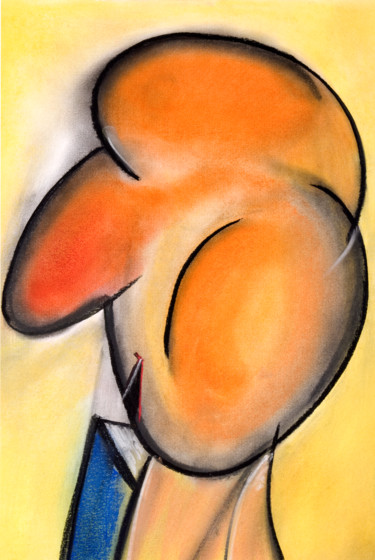 Schilderij getiteld "Portrait in Gelb -…" door Chris Schäfer, Origineel Kunstwerk, Pastel