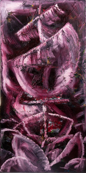 Malerei mit dem Titel "Rotes Segelschiff" von Chris Schäfer, Original-Kunstwerk, Öl
