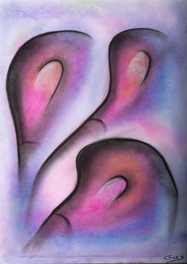 Malerei mit dem Titel "Drei Vögel - abstra…" von Chris Schäfer, Original-Kunstwerk, Pastell