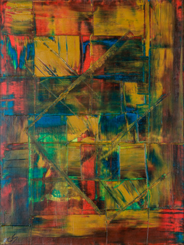 Malerei mit dem Titel "Abstrakte Formen in…" von Chris Schäfer, Original-Kunstwerk, Öl