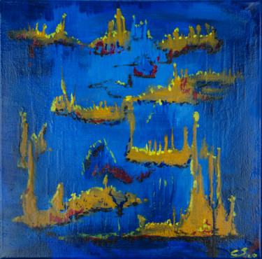 Malerei mit dem Titel "Blauer Fluss" von Chris Schäfer, Original-Kunstwerk, Öl