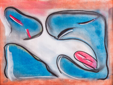 Malerei mit dem Titel "Ein Paar diskutiert" von Chris Schäfer, Original-Kunstwerk, Pastell