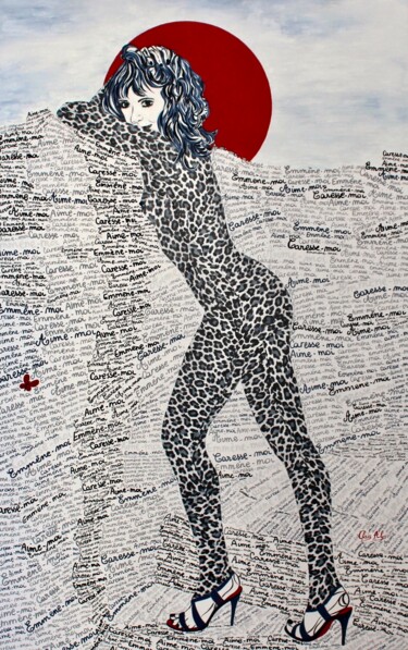 Malerei mit dem Titel "FEE LOVE" von Chris-Alys, Original-Kunstwerk, Öl Auf Keilrahmen aus Holz montiert