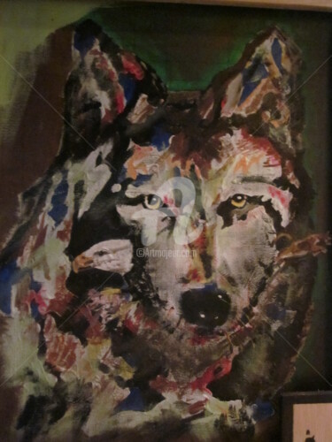Malerei mit dem Titel "wolf-eagle-mt-lion.…" von Chris Cooper, Original-Kunstwerk, Öl