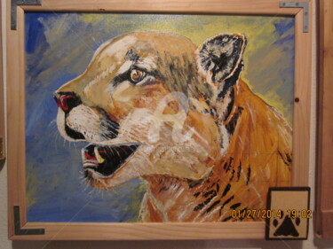 Ζωγραφική με τίτλο "Mountain Lion" από Chris Cooper, Αυθεντικά έργα τέχνης, Ακρυλικό