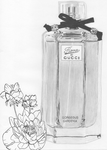Drawing titled "Gorgeous Gardenia" by Chris Donazzon, Original Artwork, Pencil