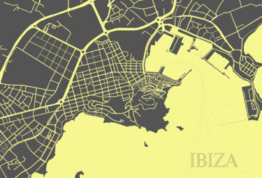 Digitale Kunst mit dem Titel "Eivissa Road Map" von Chris Donazzon, Original-Kunstwerk, 2D digitale Arbeit