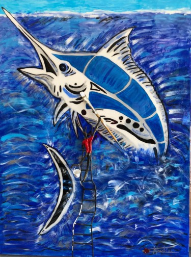 Painting titled "Florida Sailfish" by Chris Guerin, Original Artwork, Acrylic