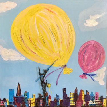 Schilderij getiteld "BALLONS" door Chris Guerin, Origineel Kunstwerk, Olie