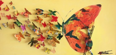 Scultura intitolato "Yellow Butterflies" da Chris Guerin, Opera d'arte originale