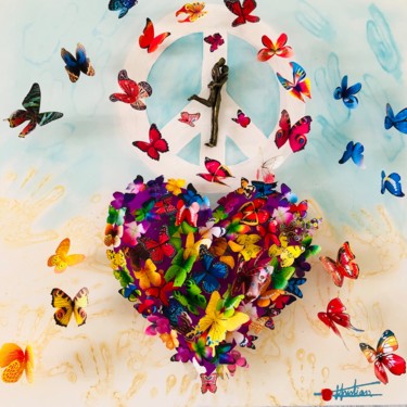 Ζωγραφική με τίτλο "Peace and love" από Chris Guerin, Αυθεντικά έργα τέχνης, Ακρυλικό