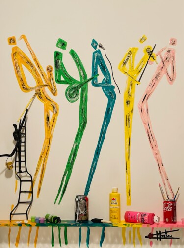Картина под названием "Jazz men" - Chris Guerin, Подлинное произведение искусства, Акрил Установлен на Деревянная рама для н…