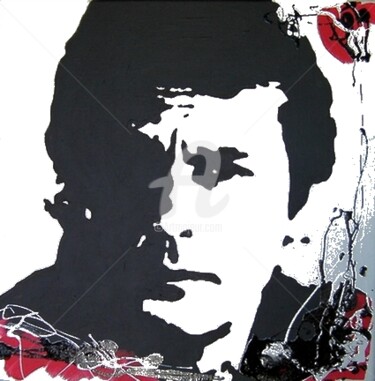 Painting titled "Alain Delon" by Chris Laure, Original Artwork, Acrylic Mounted on Wood Stretcher frame