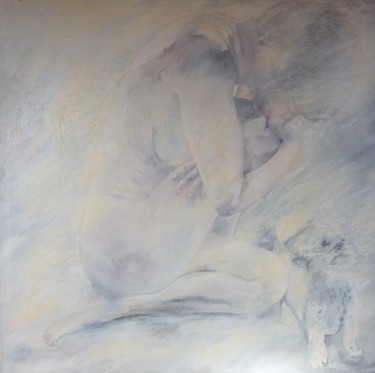 Painting titled "Sylvie et Nounou" by Chris Le Guen Drianne, Original Artwork, Oil Mounted on Wood Stretcher frame