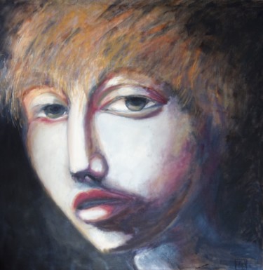 Painting titled "Girl" by Chris Le Guen Drianne, Original Artwork, Oil Mounted on Wood Stretcher frame