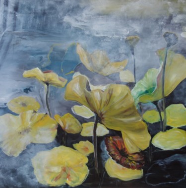 Peinture intitulée "Fleur de Lotus" par Chris Le Guen Drianne, Œuvre d'art originale, Acrylique Monté sur Châssis en bois