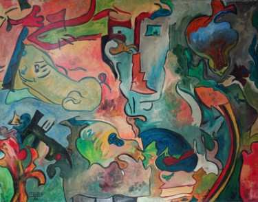 Painting titled "N°15 Circumstances" by Chris Le Guen Drianne, Original Artwork, Acrylic Mounted on Wood Stretcher frame