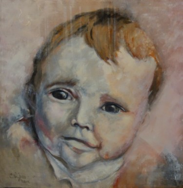 Peinture intitulée "Bébé" par Chris Le Guen Drianne, Œuvre d'art originale, Encre Monté sur Châssis en bois