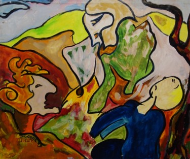 Pittura intitolato "The Wiseman" da Chris Le Guen Drianne, Opera d'arte originale, Acrilico Montato su Telaio per barella in…