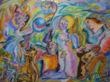 Painting titled "Les Jeux" by Chris Le Guen Drianne, Original Artwork, Pastel