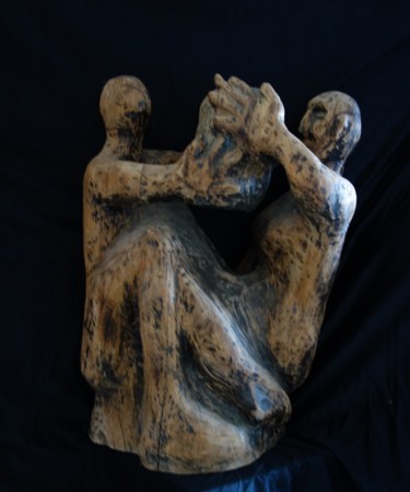 Sculpture intitulée "Tenir le Monde dans…" par Chris Le Guen Drianne, Œuvre d'art originale, Bois