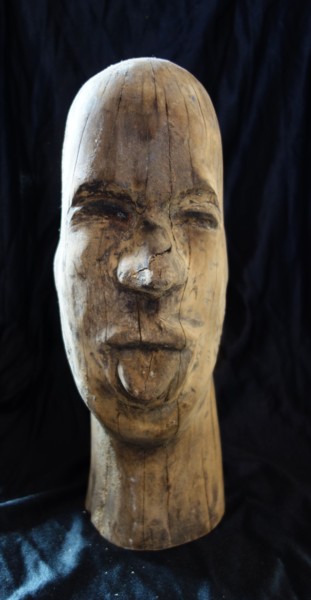 Sculpture titled "Irrévérence" by Chris Le Guen Drianne, Original Artwork, Wood