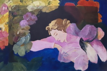Peinture intitulée "La Belle Endormie" par Chris Le Guen Drianne, Œuvre d'art originale, Acrylique Monté sur Châssis en bois