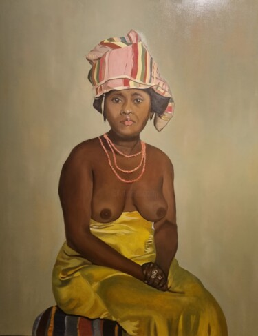 Pintura intitulada "L'africaine" por Chris Loriot, Obras de arte originais, Óleo