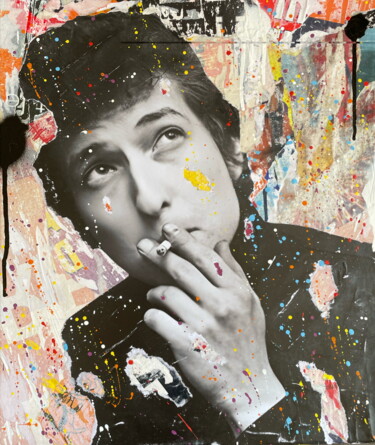 Collagen mit dem Titel "Dylan" von Chris Rose, Original-Kunstwerk, Collagen