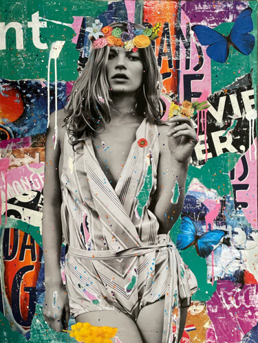 Collages titled "Un matin comme un a…" by Chris Rose, Original Artwork, Collages Mounted on Wood Stretcher frame