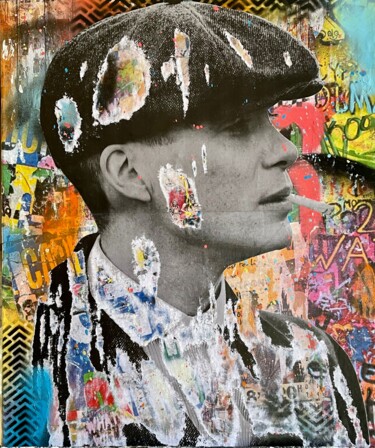 Collages titled "Tommy Shelby" by Chris Rose, Original Artwork, Collages Mounted on Wood Stretcher frame