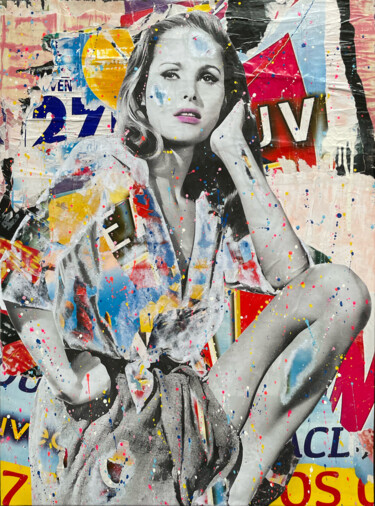 Collages titulada "La gitane" por Chris Rose, Obra de arte original, Collages Montado en Bastidor de camilla de madera