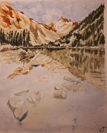 Peinture intitulée "Le lac du Néouvielle" par Chris Texier, Œuvre d'art originale, Aquarelle