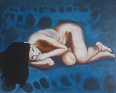 Painting titled "Solitude... nu au r…" by Chris Texier, Original Artwork, Oil