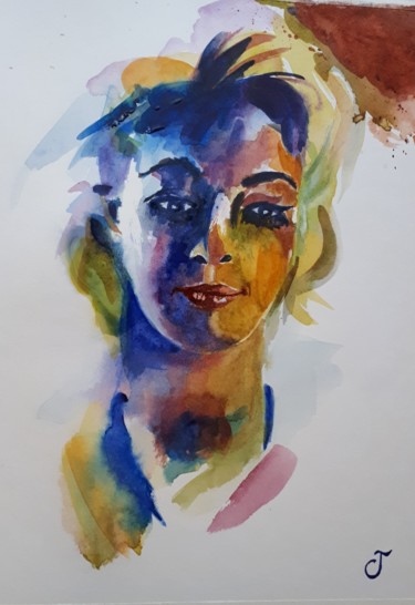 Peinture intitulée "Une femme haute en…" par Chris Texier, Œuvre d'art originale, Aquarelle