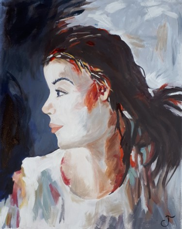 Painting titled "Jeune beauté#artist…" by Chris Texier, Original Artwork, Oil
