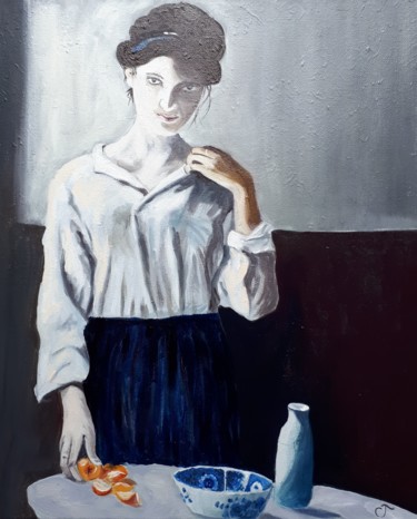 Pintura titulada "La jeune fille à l'…" por Chris Texier, Obra de arte original, Oleo