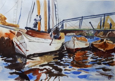 Painting titled "marine, inspiration…" by Chris Texier, Original Artwork, Watercolor