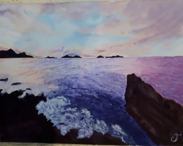 Peinture intitulée "Baie rose" par Chris Texier, Œuvre d'art originale, Aquarelle