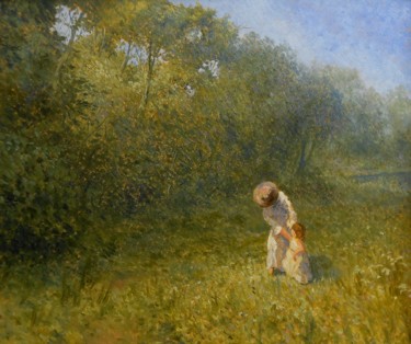 Painting titled "Promenade d'été." by Chris Van Dijk, Original Artwork, Oil