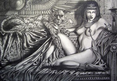 Dessin intitulée "Néfertiti grande re…" par Vannucci Chris - Artiste Dessinateur, Œuvre d'art originale, Autre
