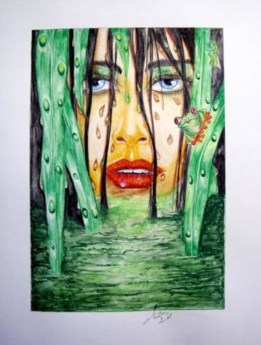 Dessin intitulée "Mystère de l'eau" par Vannucci Chris - Artiste Dessinateur, Œuvre d'art originale, Autre